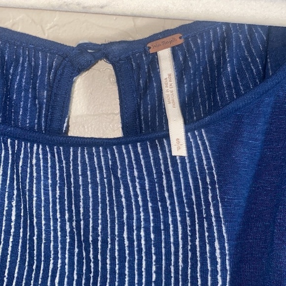 Free people indigo dreams long sleeve shear sleeves embroidered mixed media top - Picture 4 of 8